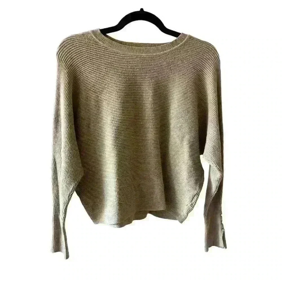 Premise Sweaters - Premise Women's Beige Ribbed Knit Pullover Sweater Size L Casual